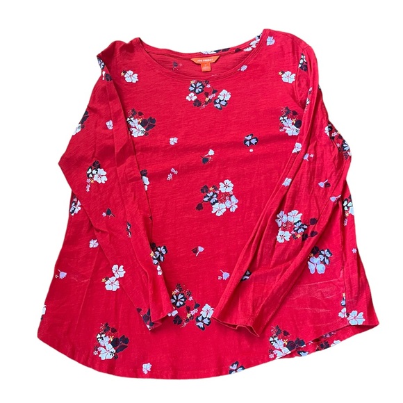 Joe Fresh Tops - NWOT • Joe Fresh Long Sleeve Tee, Red with Flower Pattern